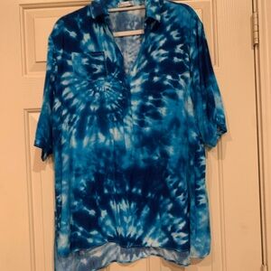 Women’s Blue Tie-Dye Shirt/Swim Cover